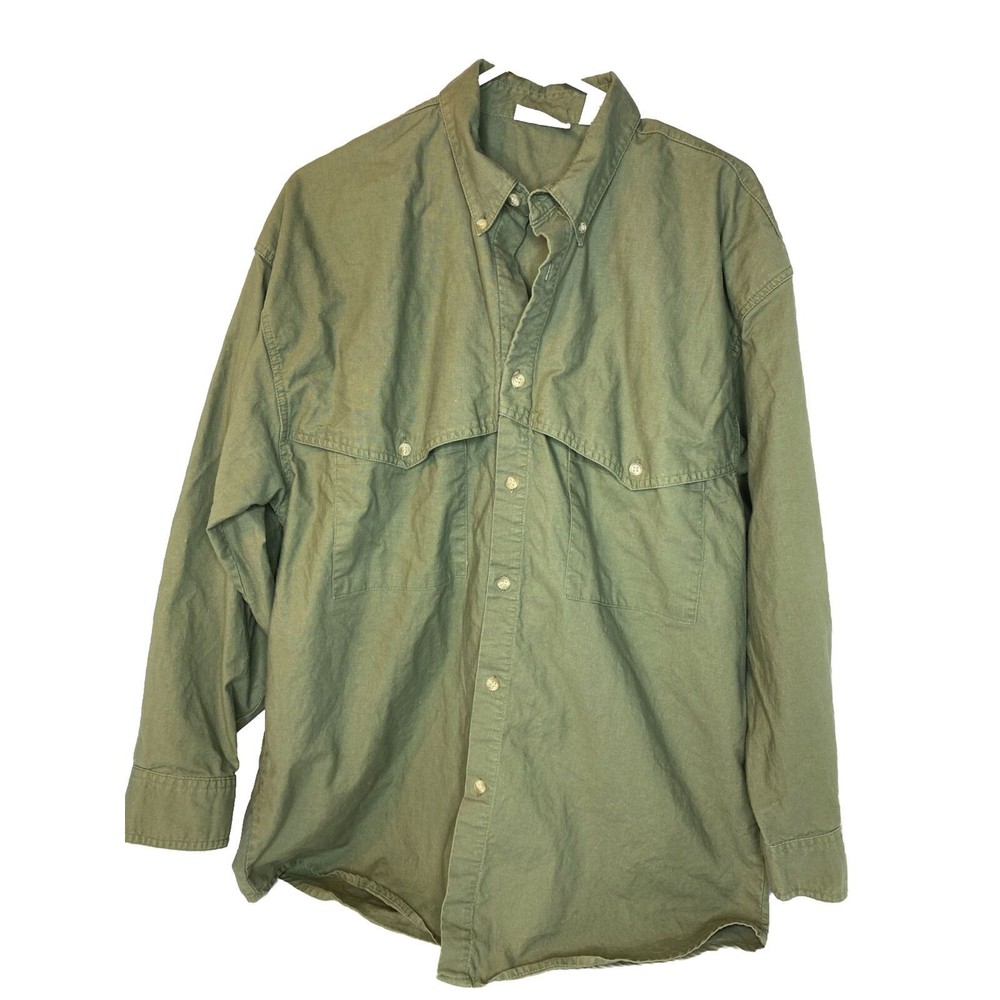 Western Signatures By Ed West Long Sleeve Olive Green  Button Down Henley L